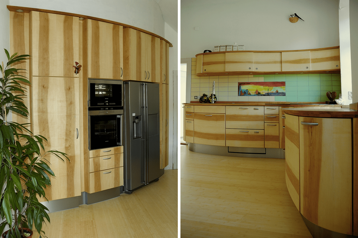 Runde Küche mit Hochschränken als Raumteiler