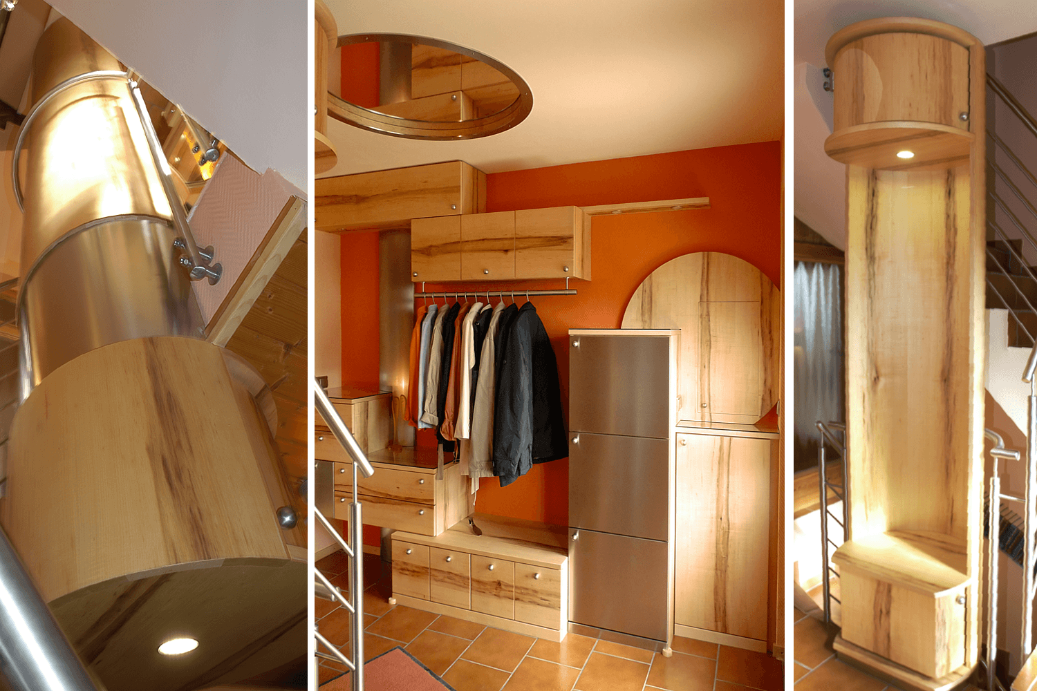 Möbel für die diele mit hängendem Schrank im Treppenauge